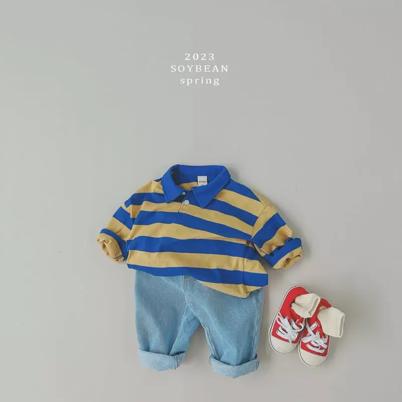 Soybean - Korean Children Fashion - #stylishchildhood - Collar Stripes Tee - 5