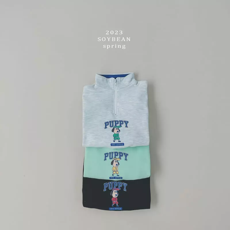 Soybean - Korean Children Fashion - #todddlerfashion - Puppy Half Zip-up Set - 7