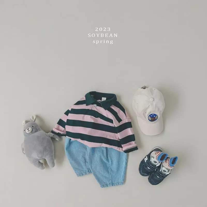 Soybean - Korean Children Fashion - #todddlerfashion - Collar Stripes Tee - 4