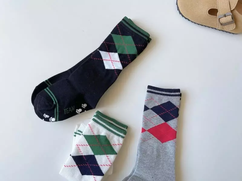 Teamand - Korean Children Fashion - #fashionkids - Argyle Knee Socks Set - 7