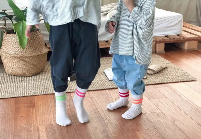 Teamand - Korean Children Fashion - #littlefashionista - Neon Line Set - 3