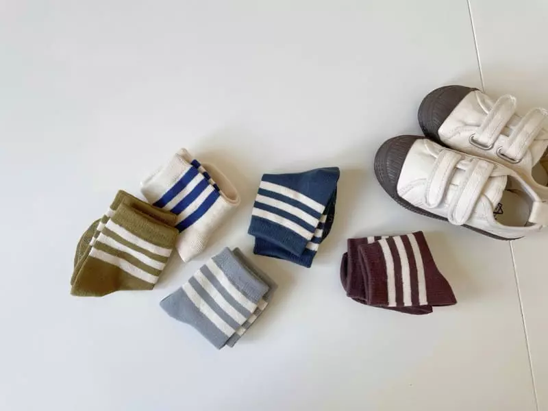Teamand - Korean Children Fashion - #magicofchildhood - Three Stripes Socks  Set - 2