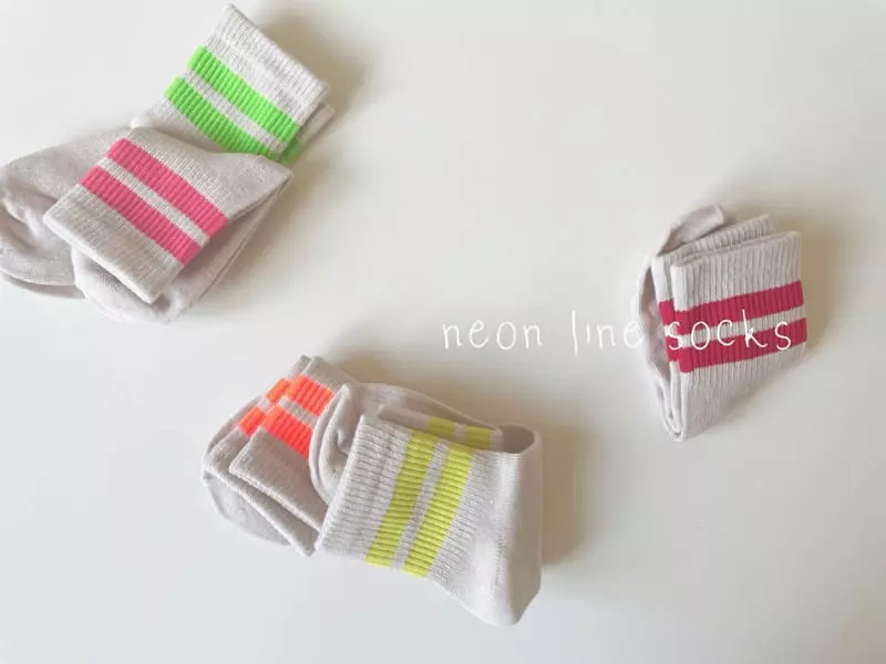 Teamand - Korean Children Fashion - #minifashionista - Neon Line Set - 5
