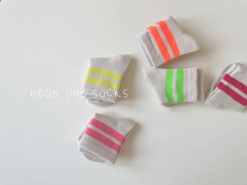 Teamand - Korean Children Fashion - #prettylittlegirls - Neon Line Set - 6