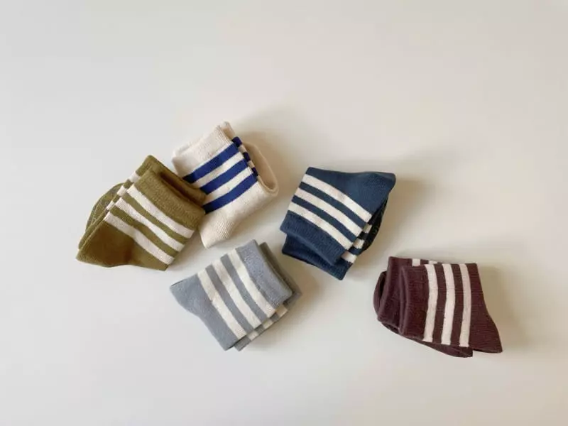 Teamand - Korean Children Fashion - #stylishchildhood - Three Stripes Socks  Set - 7