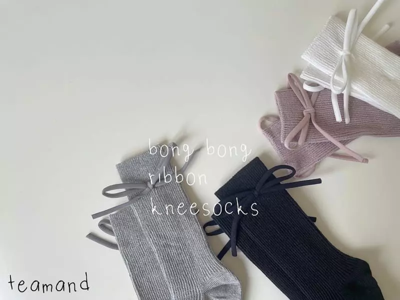 Teamand - Korean Children Fashion - #toddlerclothing - Bon Bon Ribbon Knee Socks - 3