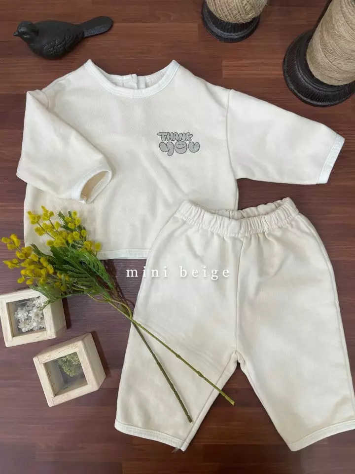 The Beige - Korean Baby Fashion - #babyfever - Thank You Top Bottom Set - 2