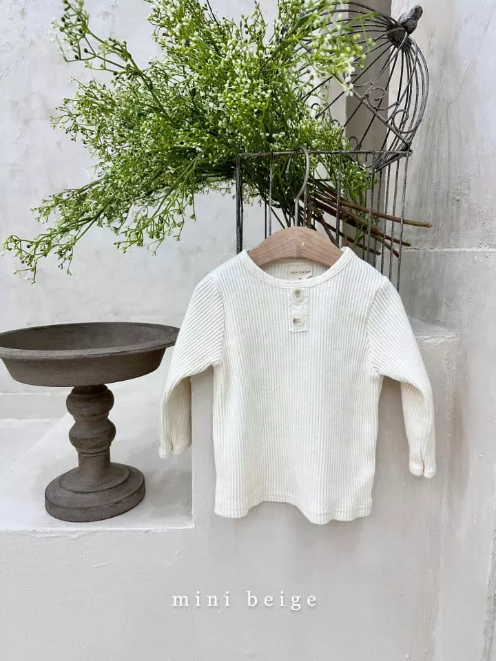 The Beige - Korean Baby Fashion - #babygirlfashion - Rib Button Tee