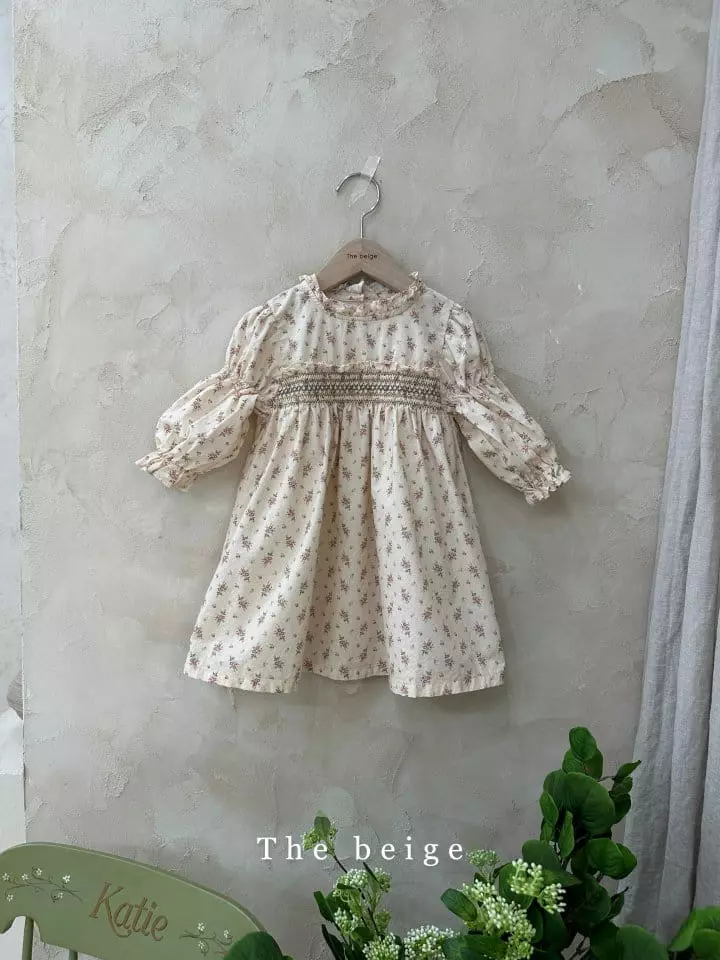 The Beige - Korean Children Fashion - #discoveringself - Flower Smocked One-piece