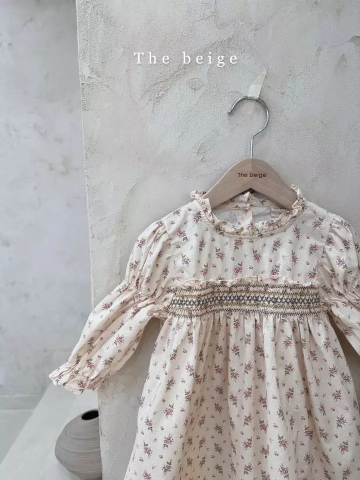 The Beige - Korean Children Fashion - #fashionkids - Flower Smocked One-piece - 2