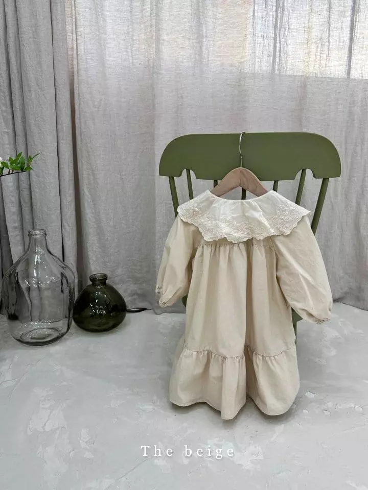 The Beige - Korean Children Fashion - #fashionkids - Lace Collar One-piece