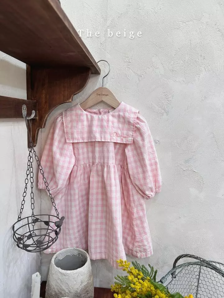 The Beige - Korean Children Fashion - #fashionkids - Check Embrodiery One-piece - 4
