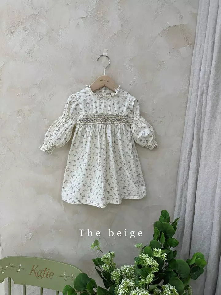 The Beige - Korean Children Fashion - #kidsshorts - Flower Smocked One-piece - 4