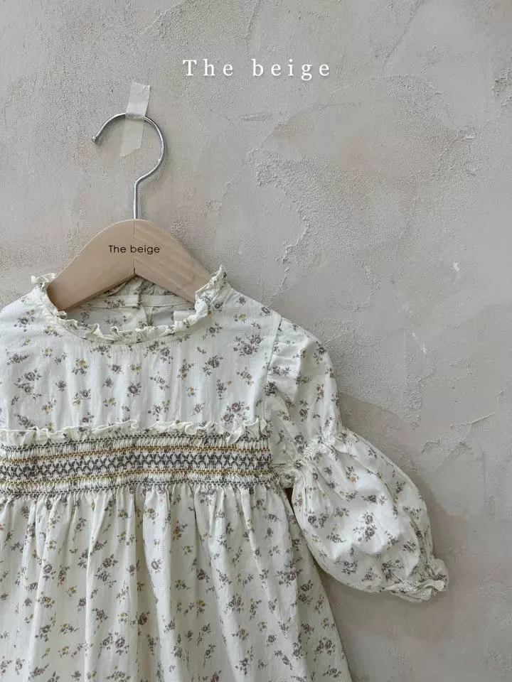 The Beige - Korean Children Fashion - #kidzfashiontrend - Flower Smocked One-piece - 5