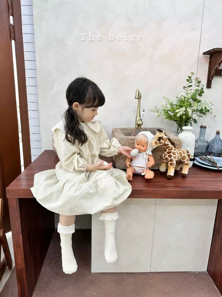 The Beige - Korean Children Fashion - #magicofchildhood - Lace Collar One-piece - 7