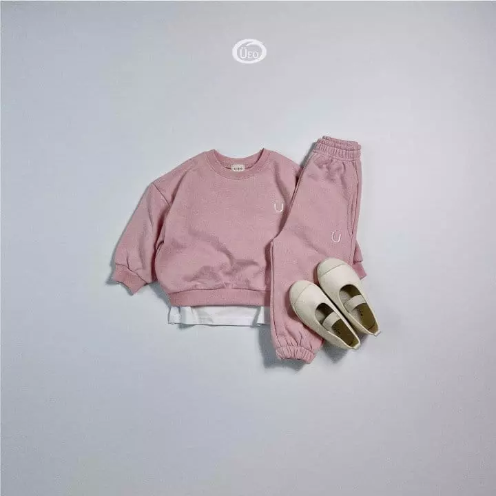 U Eo - Korean Children Fashion - #kidsstore - Smile Embrodiery Top Bottom Set - 2