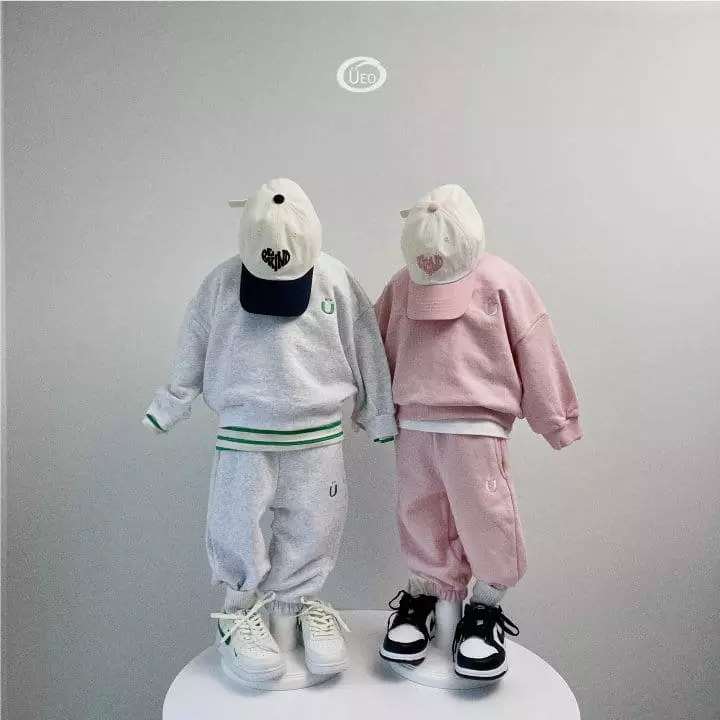 U Eo - Korean Children Fashion - #minifashionista - Smile Embrodiery Top Bottom Set - 7