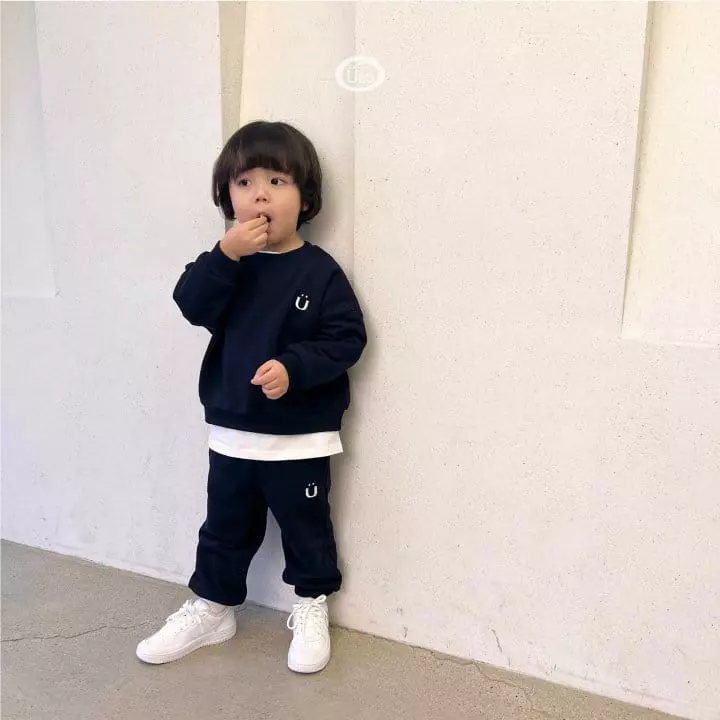 U Eo - Korean Children Fashion - #todddlerfashion - Smile Embrodiery Top Bottom Set - 9