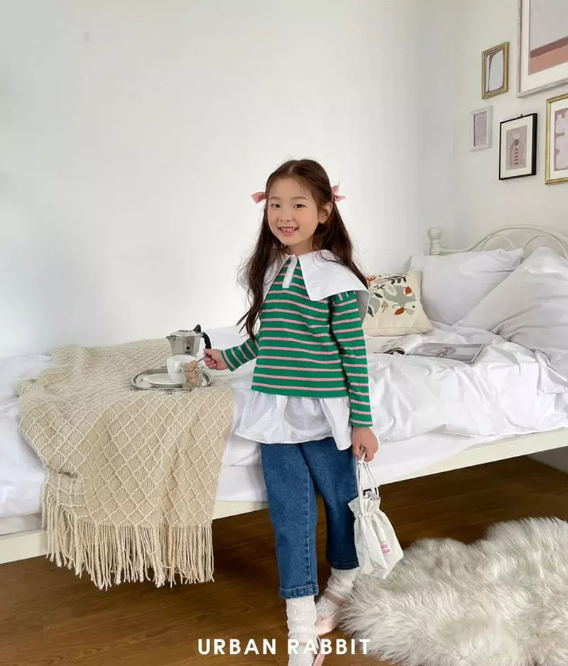 Urban Rabbit - Korean Children Fashion - #kidzfashiontrend - Big Collar Stripes Tee - 4