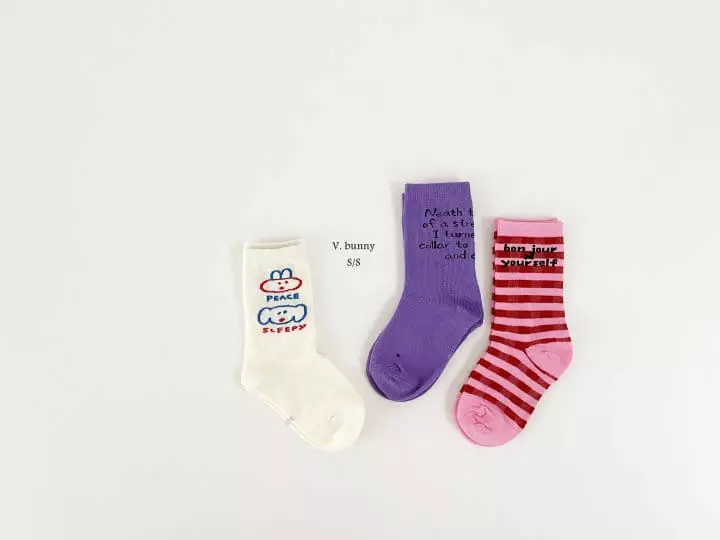 V Bunny - Korean Children Fashion - #Kfashion4kids - Sleepy Socks Set - 3