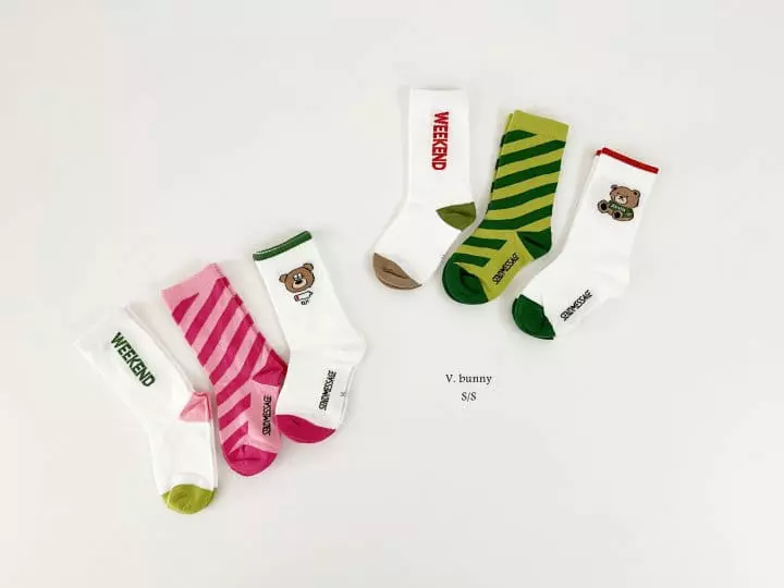 V Bunny - Korean Children Fashion - #childrensboutique - Weekend Socks Set - 11