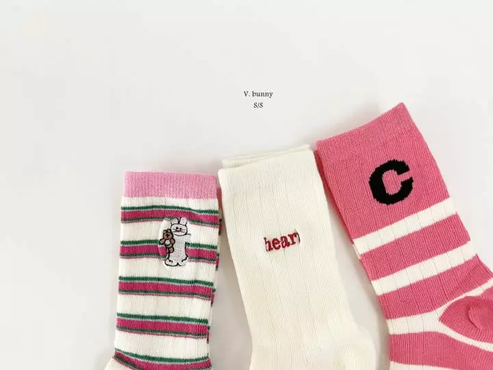 V Bunny - Korean Children Fashion - #designkidswear - Danssi Socks Set - 4