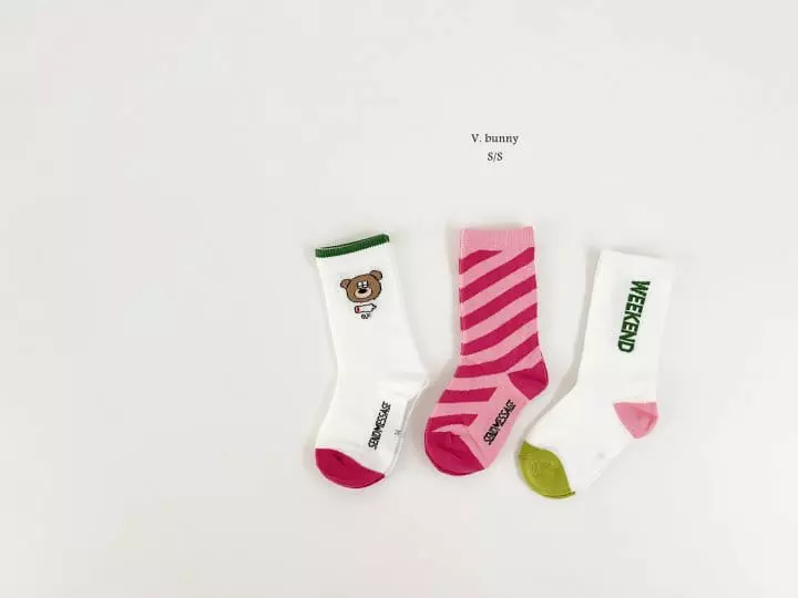 V Bunny - Korean Children Fashion - #kidsstore - Weekend Socks Set - 2