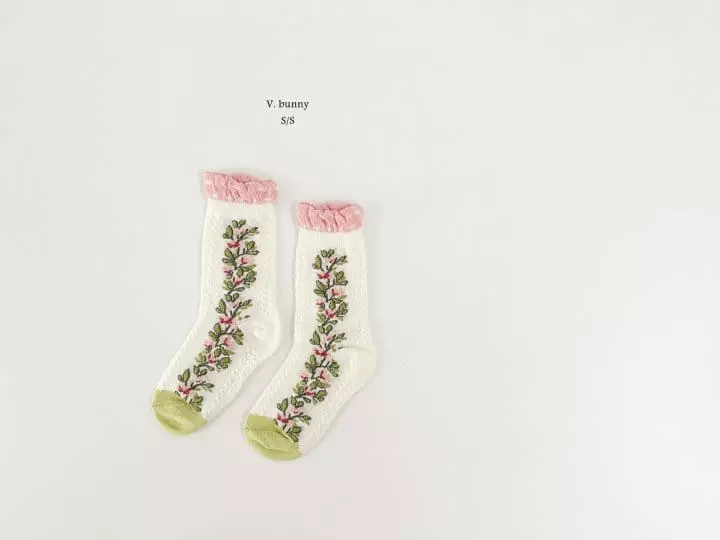 V Bunny - Korean Children Fashion - #kidzfashiontrend - Flower Socks Set - 7