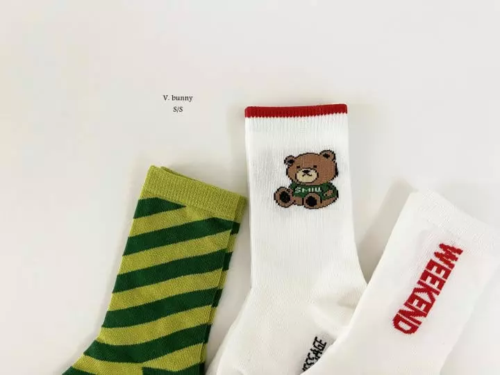 V Bunny - Korean Children Fashion - #littlefashionista - Weekend Socks Set - 5