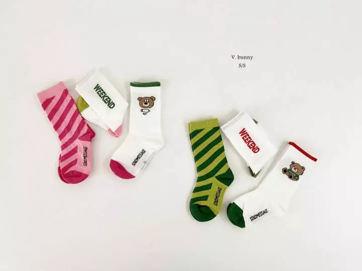 V Bunny - Korean Children Fashion - #magicofchildhood - Weekend Socks Set - 6