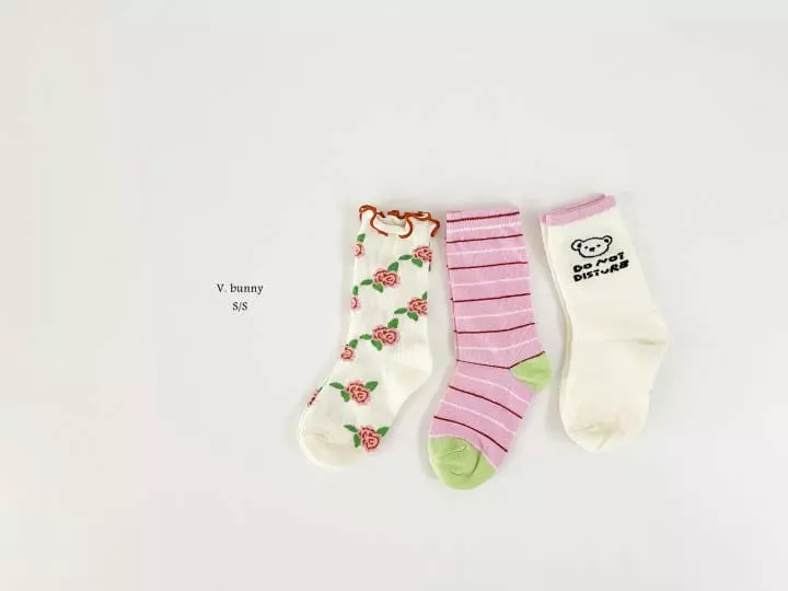V Bunny - Korean Children Fashion - #minifashionista - Rose Socks Set - 10