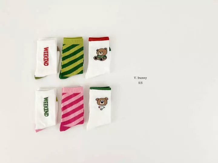 V Bunny - Korean Children Fashion - #minifashionista - Weekend Socks Set - 7