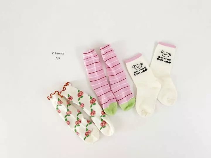 V Bunny - Korean Children Fashion - #prettylittlegirls - Rose Socks Set - 11