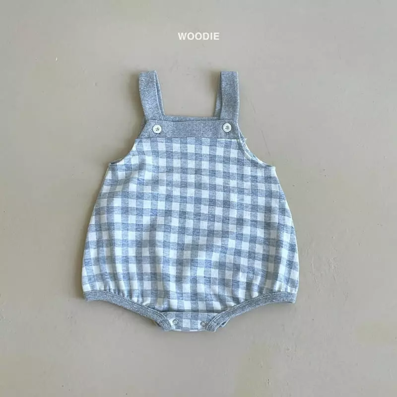 Woodie - Korean Children Fashion - #fashionkids - Check Dungarees Bodysuit - 2