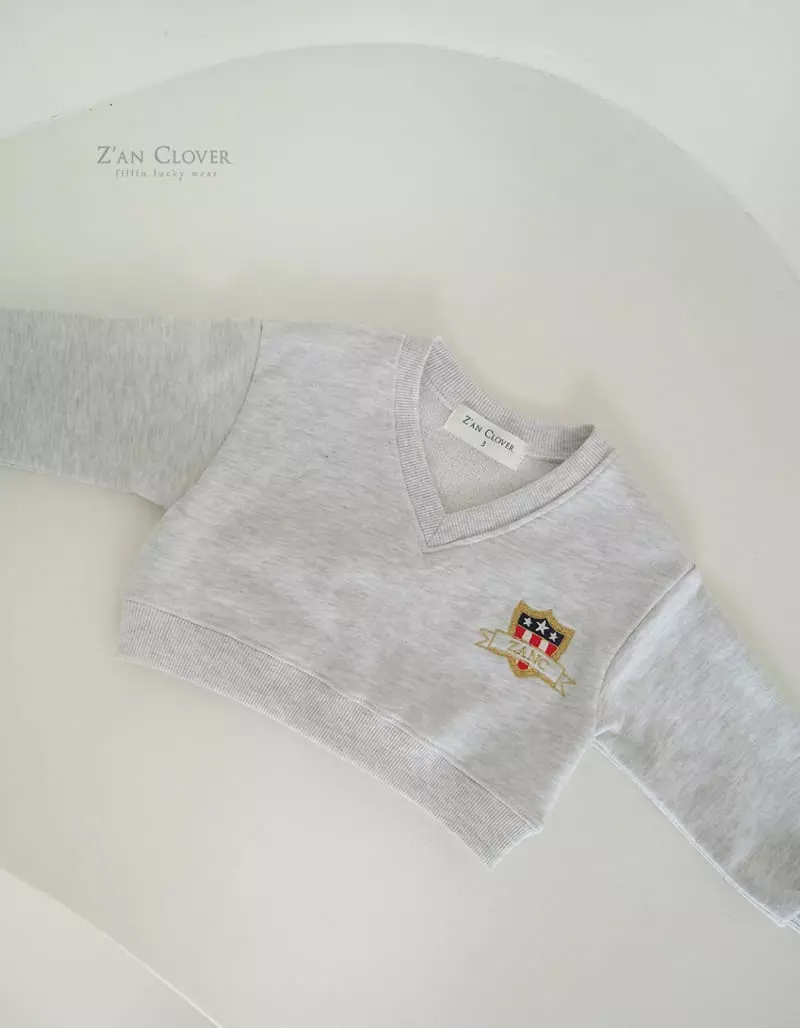 Zan Clover - Korean Children Fashion - #stylishchildhood - Deep V Embroidery Sweatshirt - 4