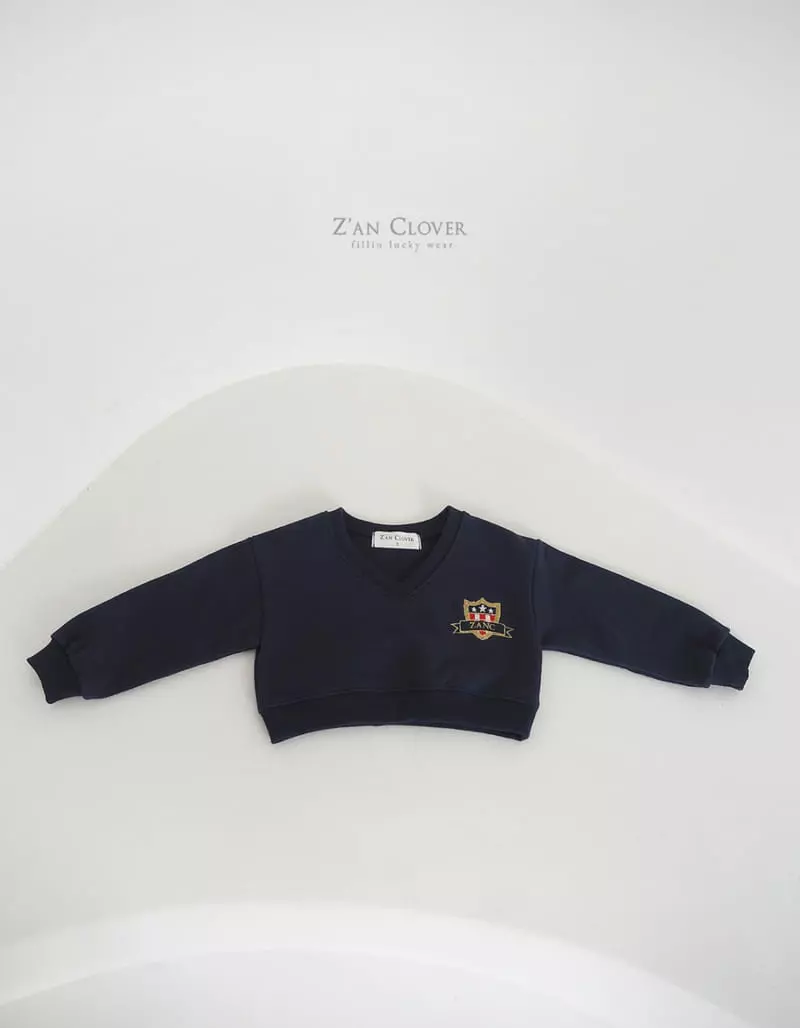 Zan Clover - Korean Children Fashion - #designkidswear - Deep V Embroidery Sweatshirt - 6