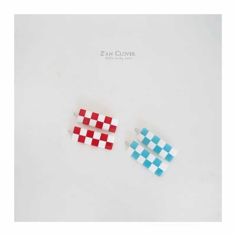 Zan Clover - Korean Children Fashion - #discoveringself - Ceramics Checker Hairpin