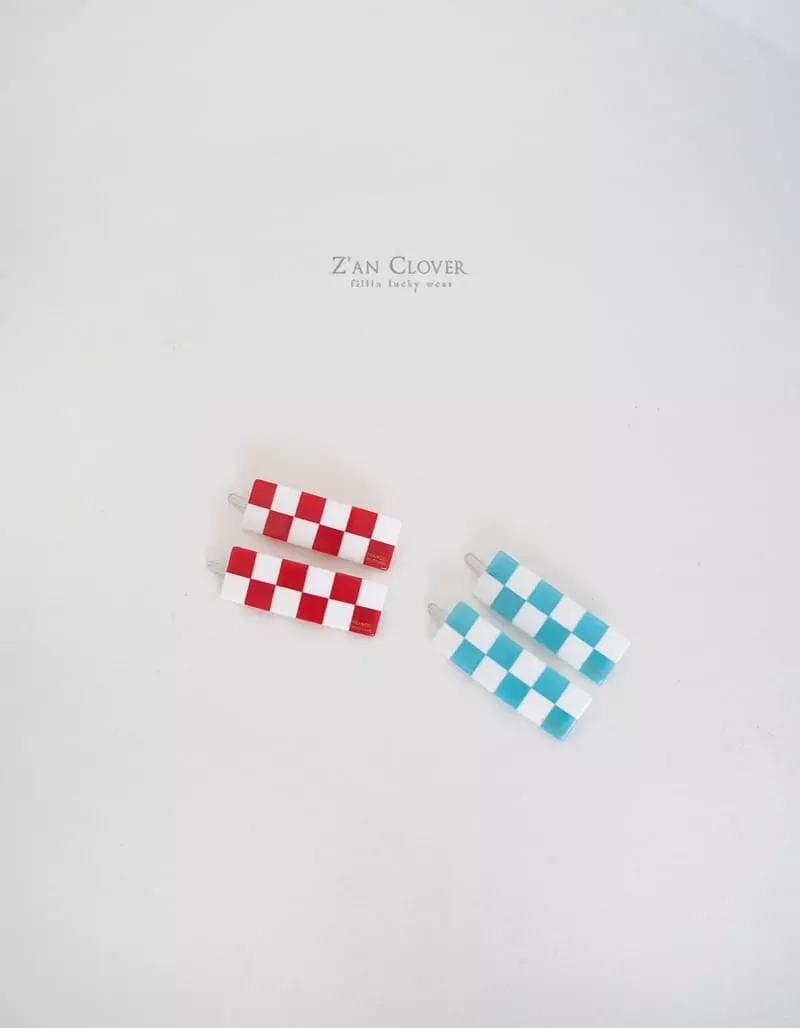 Zan Clover - Korean Children Fashion - #fashionkids - Ceramics Checker Hairpin - 2