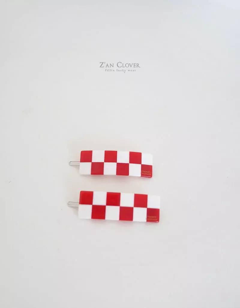Zan Clover - Korean Children Fashion - #kidsshorts - Ceramics Checker Hairpin - 3