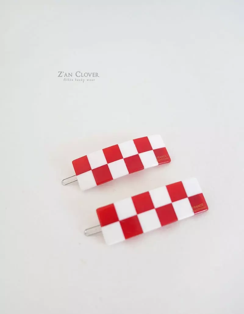 Zan Clover - Korean Children Fashion - #kidsshorts - Ceramics Checker Hairpin - 4