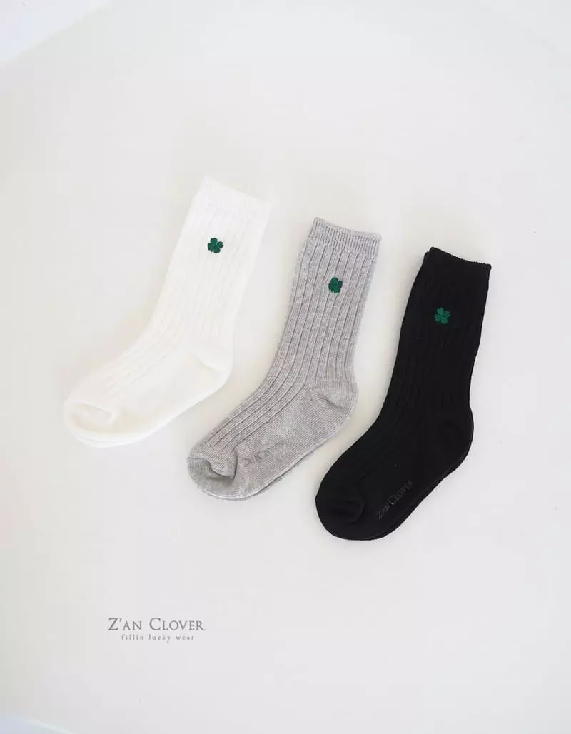Zan Clover - Korean Children Fashion - #kidzfashiontrend - Basic Clover Socks - 2