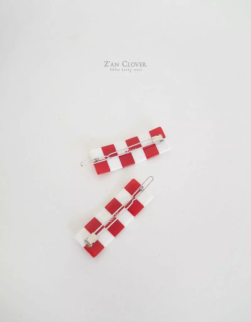 Zan Clover - Korean Children Fashion - #kidzfashiontrend - Ceramics Checker Hairpin - 5