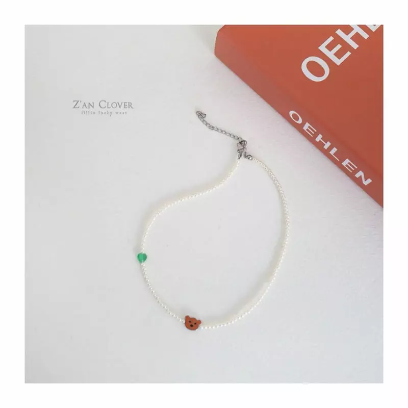 Zan Clover - Korean Children Fashion - #littlefashionista - Teddy  Pearl Necklace