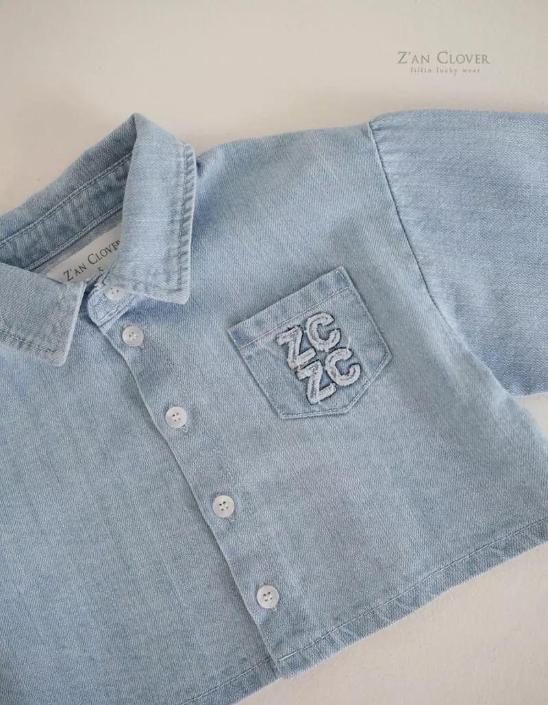 Zan Clover - Korean Children Fashion - #littlefashionista - Crop Denim Shirt - 4