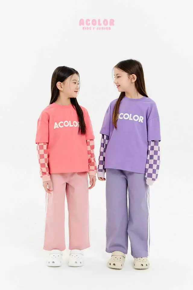 Acolor - Korean Children Fashion - #childofig - Check Board Layered Tee