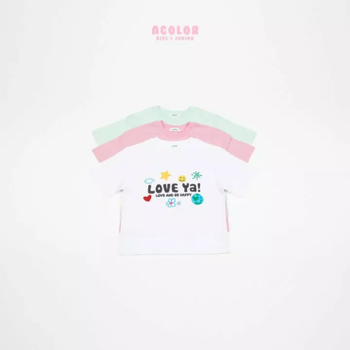 Acolor - Korean Children Fashion - #childofig - Love Ya Short Sleeves Tee - 12