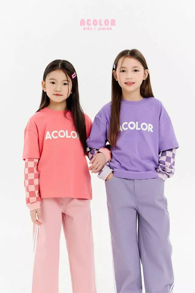 Acolor - Korean Children Fashion - #designkidswear - Check Board Layered Tee - 3