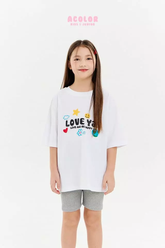 Acolor - Korean Children Fashion - #minifashionista - Love Ya Short Sleeves Tee - 10