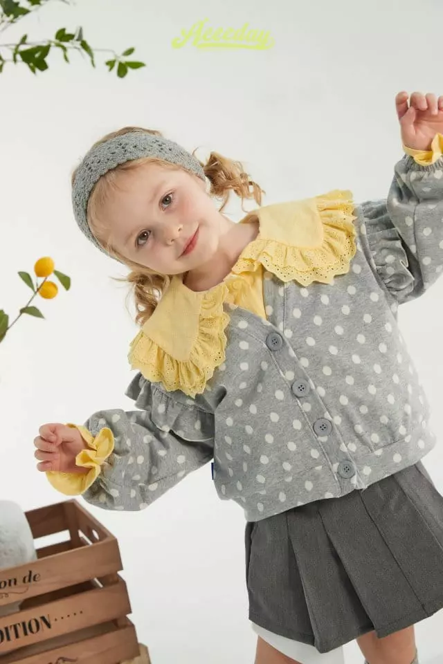Aeeeday - Korean Children Fashion - #childofig - Dot Frill Cardigan - 5