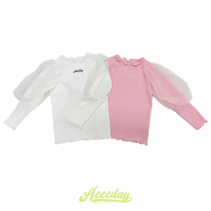 Aeeeday - Korean Children Fashion - #minifashionista - Mesh Puff Tee - 8
